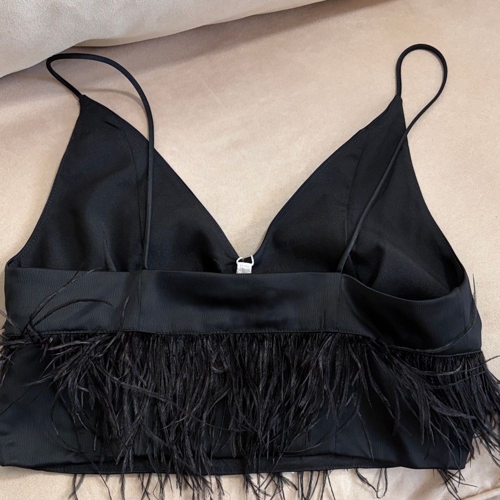 Wayf Black Feather Embellished Top - Picture 3 of 4